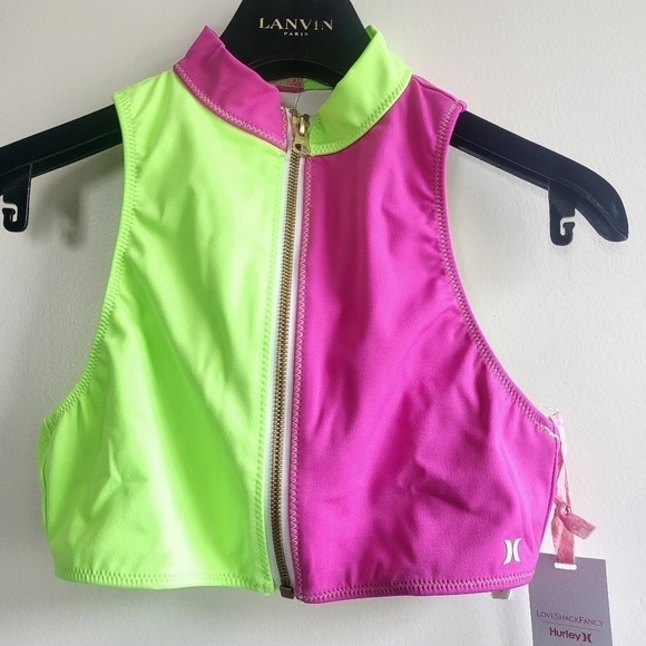 New LoveShackFancy x Hurley Max Solid Blocked High Neck Bikini Top NWT Small - Picture 14 of 17